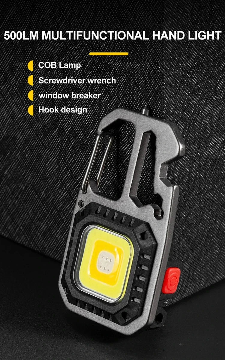 Xiaomi MIJIA LED Keychain Flashlight Outdoor Camping COB Work Light Emergency Lighting With Window Hammer Bottle Opener Lamp