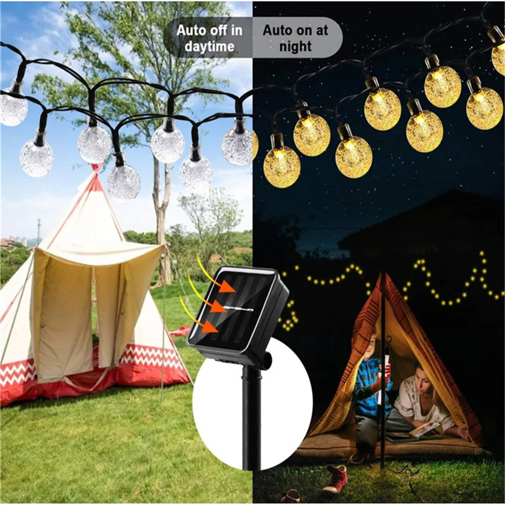 100 LED Solar Light Outdoor IP65 Waterproof String Fairy Crystal Ball Lamps Solar Garden Garlands Christmas Decoration 12M