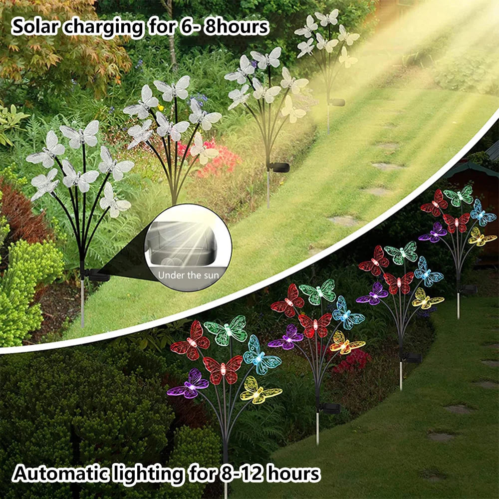 Solar Outdoor LED Lights Outdoor Waterproof Garden Landscape Lawn Light Butterfly Lights Lamp LED Home Decor Lamp 6/8/10heads 조명