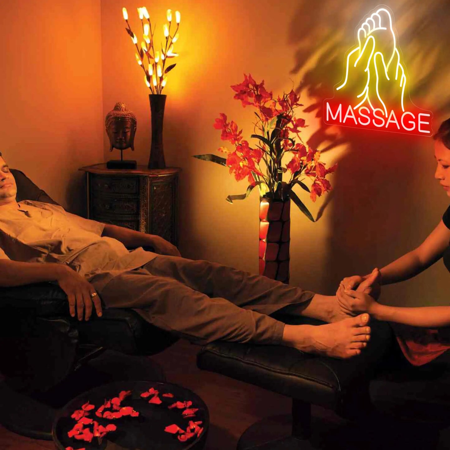 Foot Massage Neon Sign for Massage Room Wall Decor, Spa Decor for Massage Business Window, Massage Essentials Lamp, Massage Deco