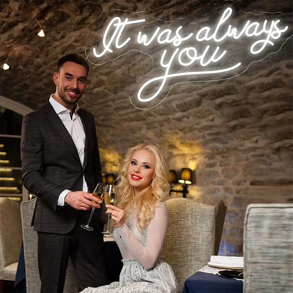 It Was Always You Neon Signs LED Wedding Boda Party Romantic Sign Lights Bedroom Room Decor Art Wall Oh Baby Decoration Lamp