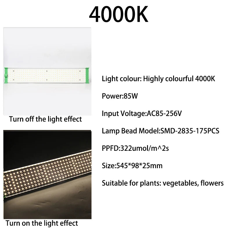85W Full Spectrum Plant Growth Lamp LED Grow Light With Samsung LM281B For Indoor Greenhouse Hydroponics Plant Flower Seeding