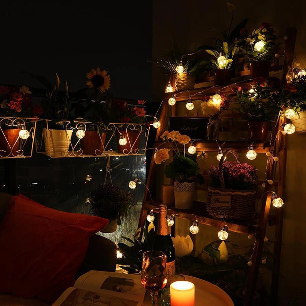 Solar Lights Outdoor Garden LED String Lights 10/ 20 Bulbs Copper Wire Bulbs Garland Decoration Camping Lighting Solar Lamp