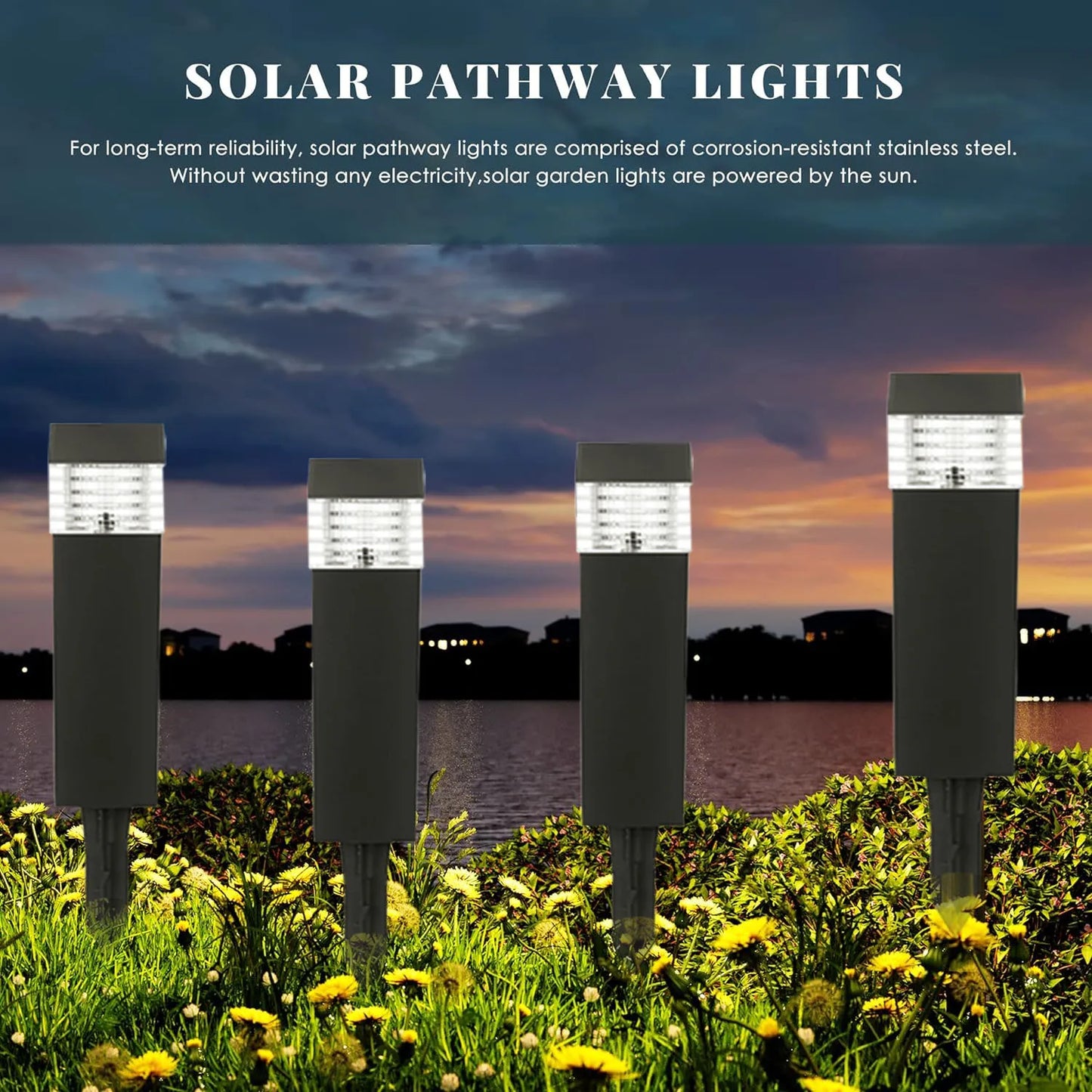 Solar Garden Lights LED Solar Pathway Lights Outdoor IP65 Waterproof Landscape Lighting Decor for Backyard Walkway Driveway