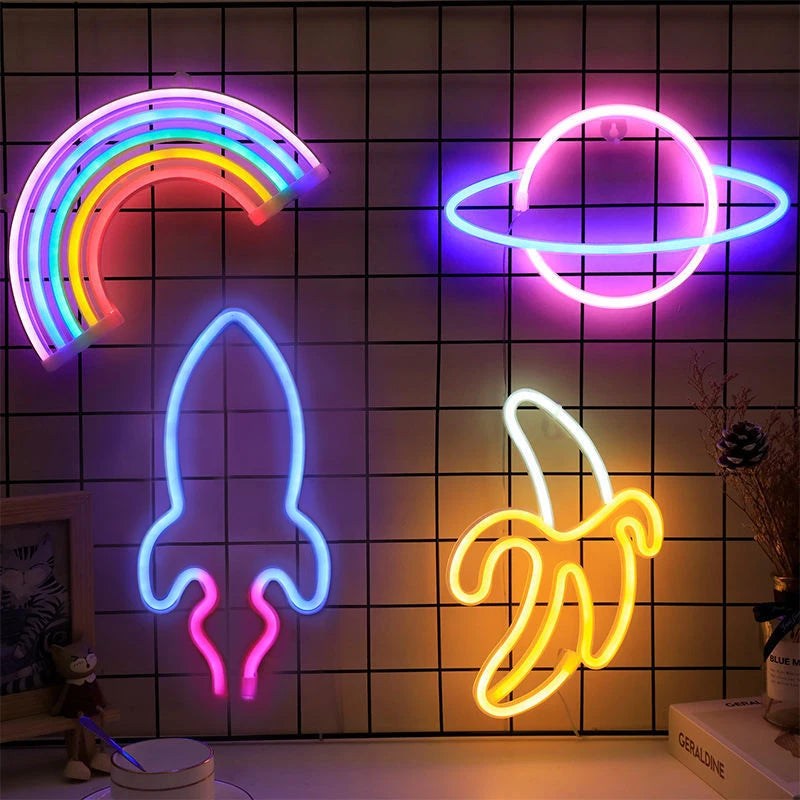 Rocket Bar Neon Sign Light Party Wall Hanging LED for Xmas Shop Window Art Wall Decor Neon Lights Lamp USB or Battery Powered