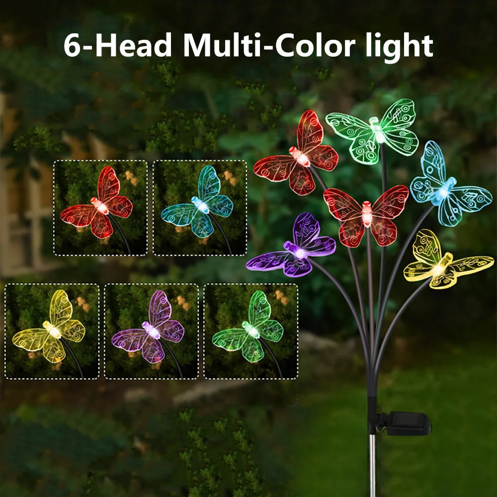 Solar Outdoor LED Lights Outdoor Waterproof Garden Landscape Lawn Light Butterfly Lights Lamp LED Home Decor Lamp 6/8/10heads 조명