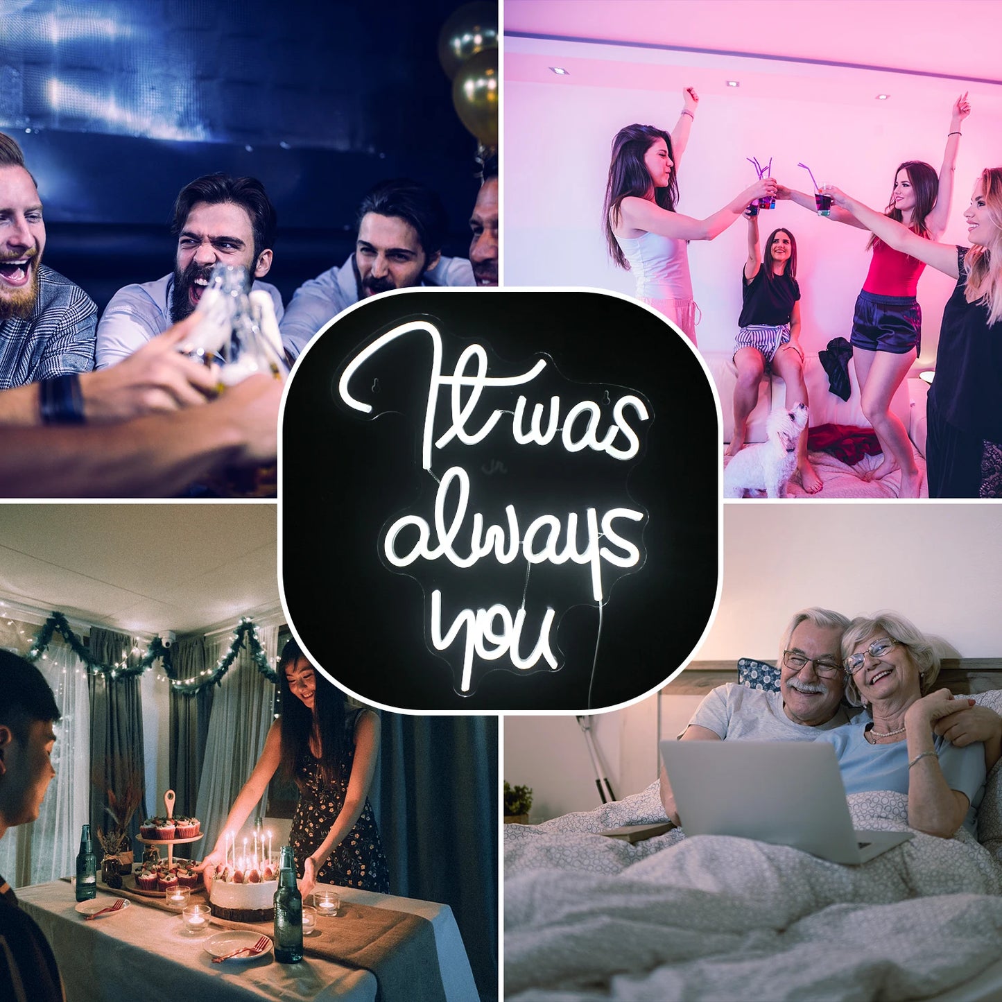 It Was Always You Neon Signs LED Wedding Boda Party Romantic Sign Lights Bedroom Room Decor Art Wall Oh Baby Decoration Lamp