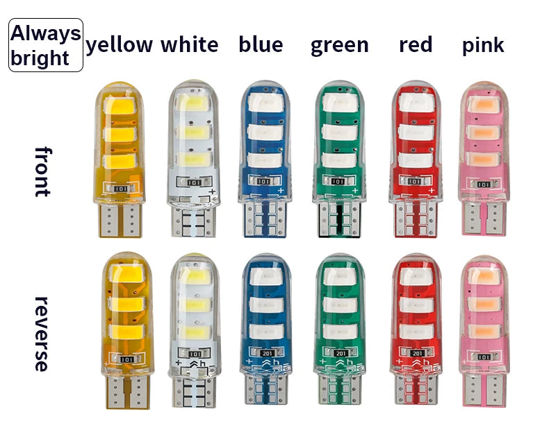 1pcs T10 W5W Led Bulb Strobe Light Super Bright Yellow Red Flashing Position Light Brake Taillight Directional Light 12V White