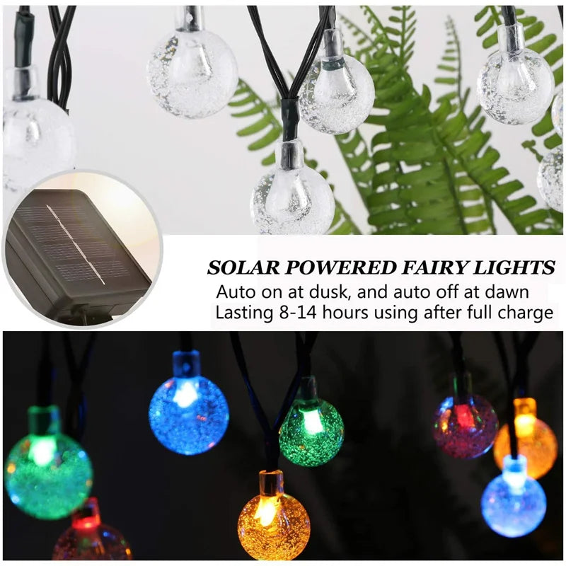 5-22M Solar String Lights Outdoor 200 Led Crystal Globe Lights Waterproof Solar Festoon Fairy Light For Garden Christmas Decor