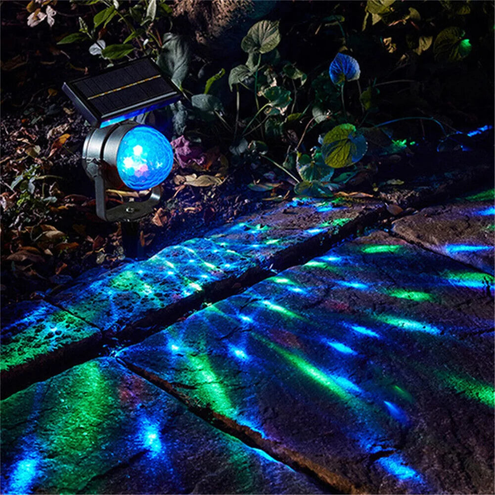 LED Solar Power Lamp with ON/OFF Switch LED Projector Light IP55 Waterproof RGB Solar Light For Garden Courtyard Home Decor