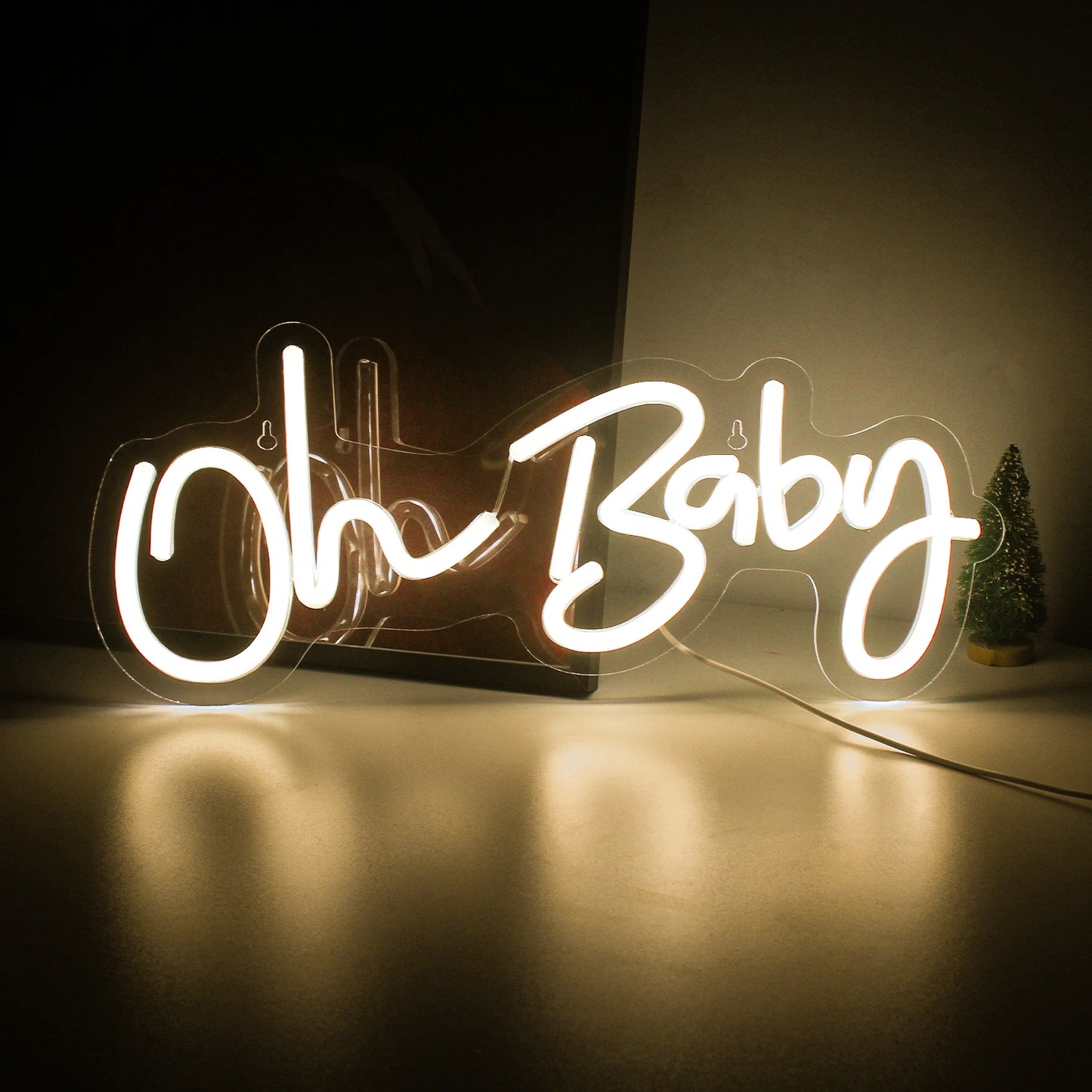 Oh Baby Neon Sign for Wall Decor Warm White Baby Nursery Room Decor Neon Light Birthday Party Baby Shower Room LED USB Neon