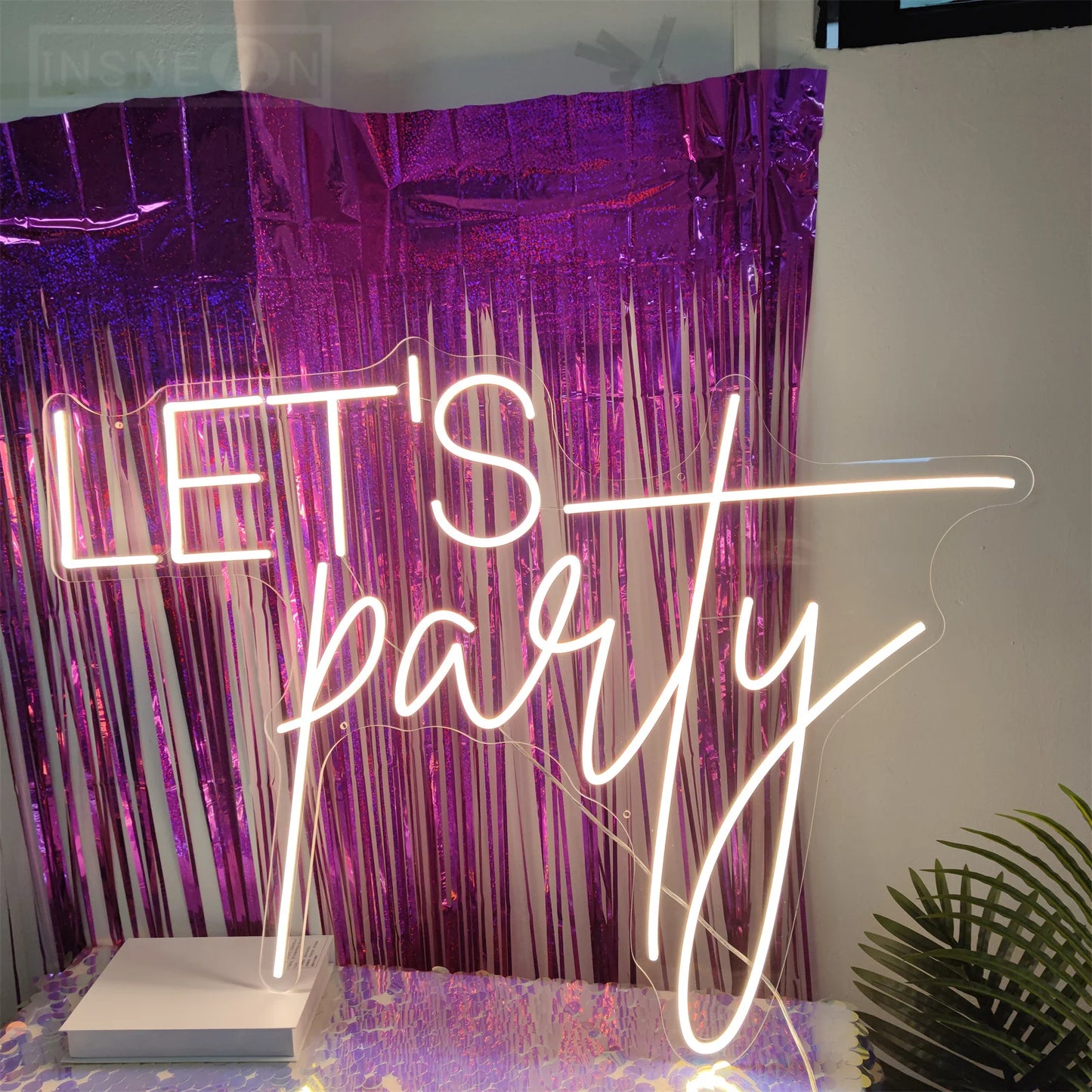 LED Neon Sign Let's Party Wedding Birthday Wall Neon Light Aesthetic Room Club Decoration for Gaming Room Holiday Gifts Neon Sig