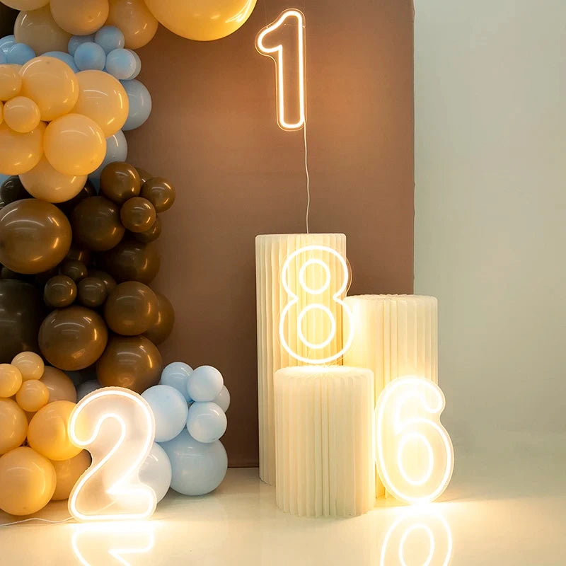 Custom Number 0 1 2 3 4 5 6 7 8 9 Neon Sign Light for Wedding Birthday Commemoration Day Lights Party Wall Decor Lights