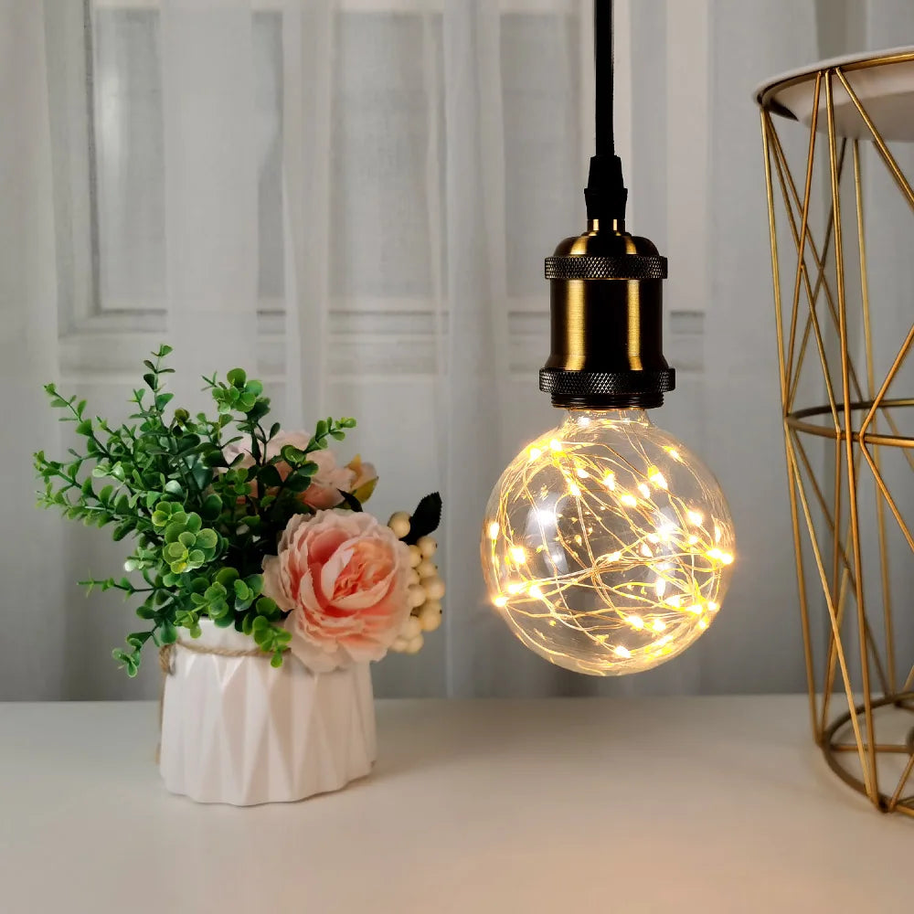 TIANFAN Vintage Led Bulb Starry Firework Edison Bulb Big Globe G95 3W Not Dimmable 2200Kelvin Super Warm Decorative Light Bulbs