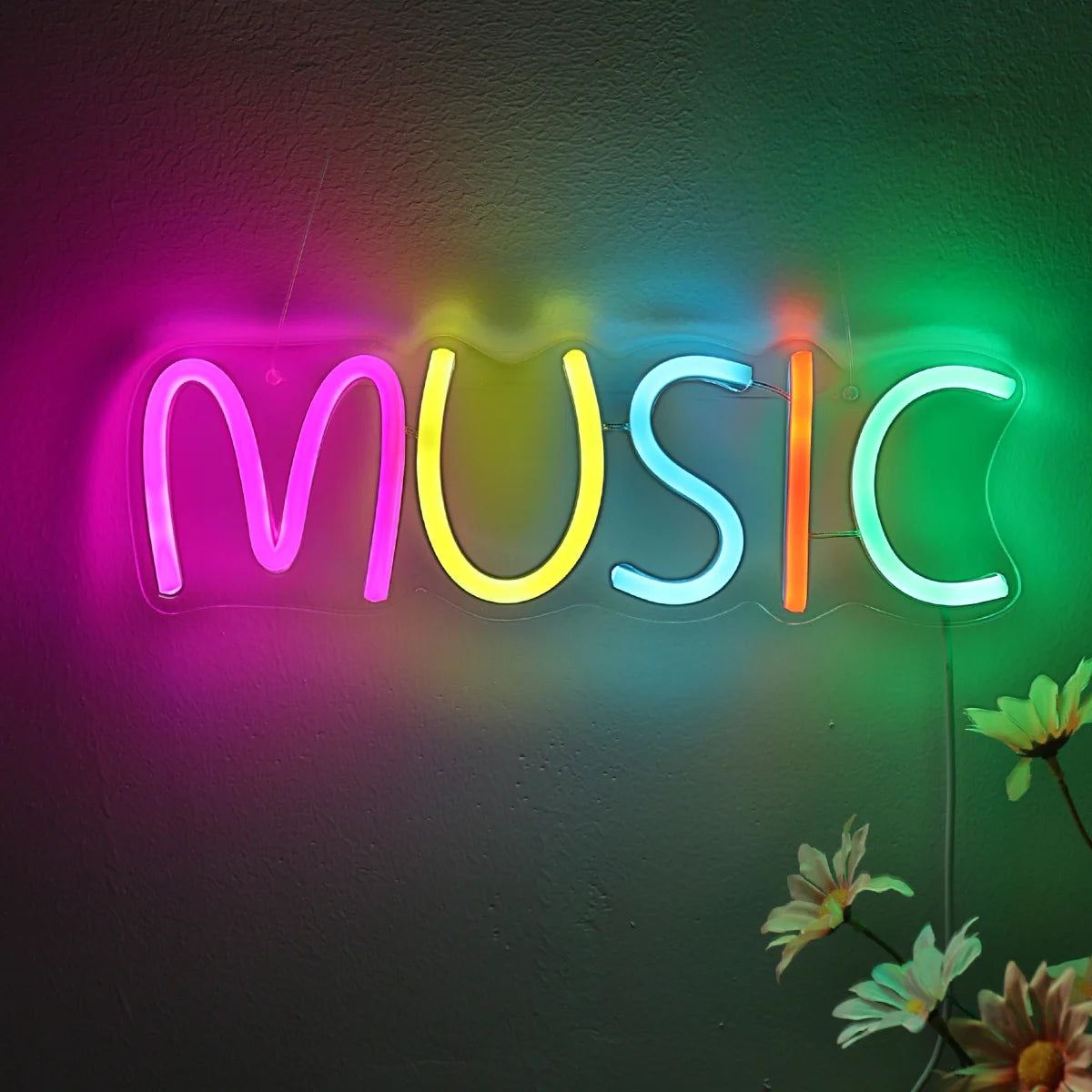 1pc Colorful MUSIC LED Neon Sign Night Light For Parrty Music Pub Club Shop Decoration New Year Birthday Gifts 12.2''*3.98''