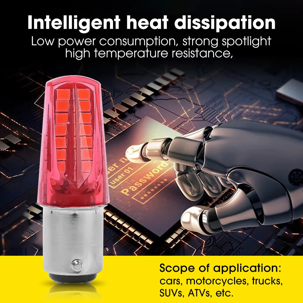 Car LED Signal Lights Strobe Light Motorcycle Blinking Tail Lamp Brake Lamps Night Driving Safety Warning Bulbs 7000K-8000K
