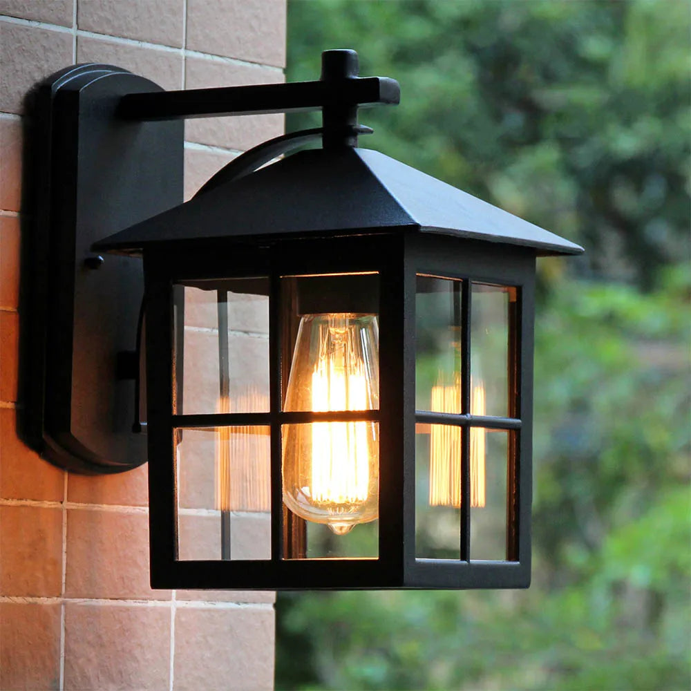 European Style Retro Outdoor Wall Light Sconce Lamp Waterproof Garden Decoration Outdoor Vintage Porch Lamp Black
