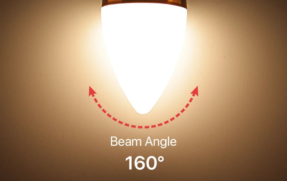 6 Pack E14 Candle Bulb 220V Warm White 3000K Cool White 6500K 5W 545lm 160°Beam Angle C37 Screw Light Bulbs