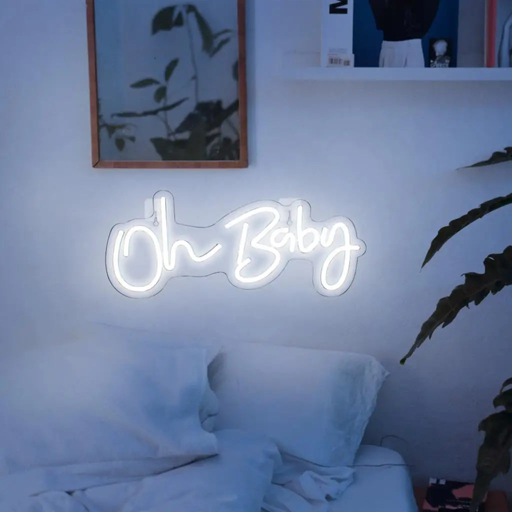 Oh Baby Neon Sign for Wall Decor Warm White Baby Nursery Room Decor Neon Light Birthday Party Baby Shower Room LED USB Neon
