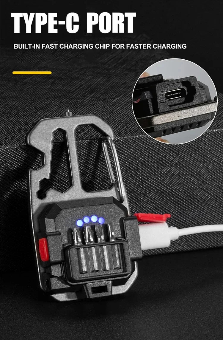 Xiaomi MIJIA LED Keychain Flashlight Outdoor Camping COB Work Light Emergency Lighting With Window Hammer Bottle Opener Lamp