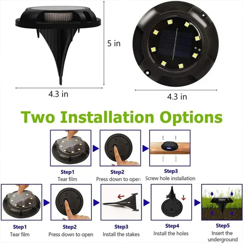 12LED Solar Power Disk Light Outdoor Garden Solar Underground Light Deck Light Spotlight Buried Solar Led Lamp Garden Decor