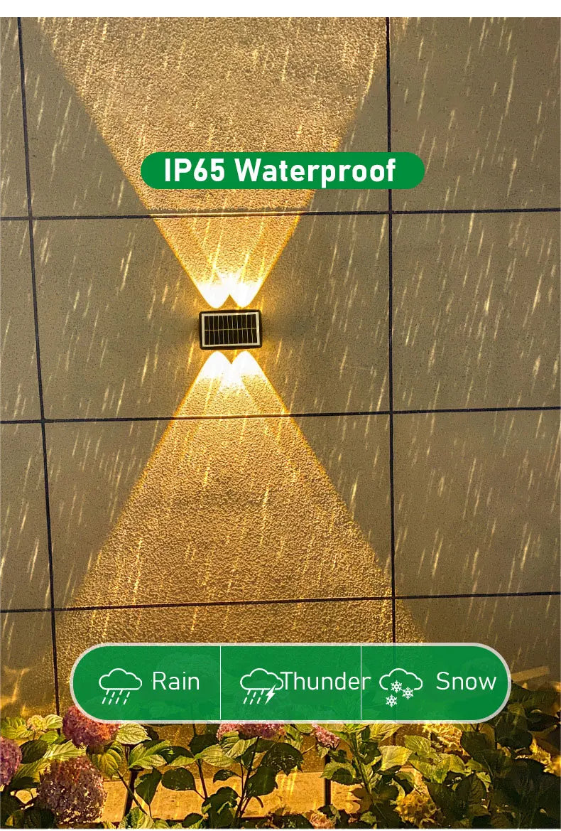 Solar Wall Lamp Led Outdoor Waterproof Decoration Garden Lamp Up And Down Luminous Lighting for Wall Porch Balcony Garden Street
