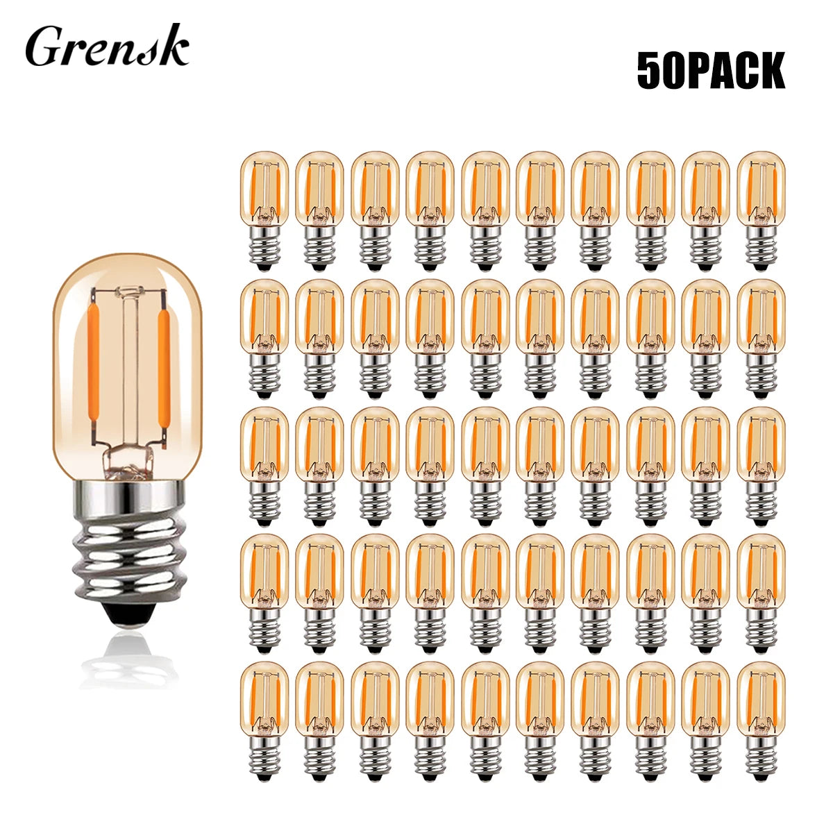 Grensk T22 1W E14 E12 220V LED Filament Candelabra Bulbs Dimmable Led Vintage Tubular Night Light Bulb 2200K 10 Watt Equivalent