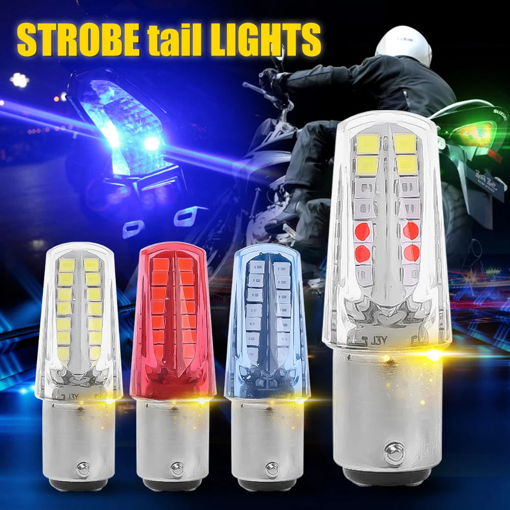 Car LED Signal Lights Strobe Light Motorcycle Blinking Tail Lamp Brake Lamps Night Driving Safety Warning Bulbs 7000K-8000K