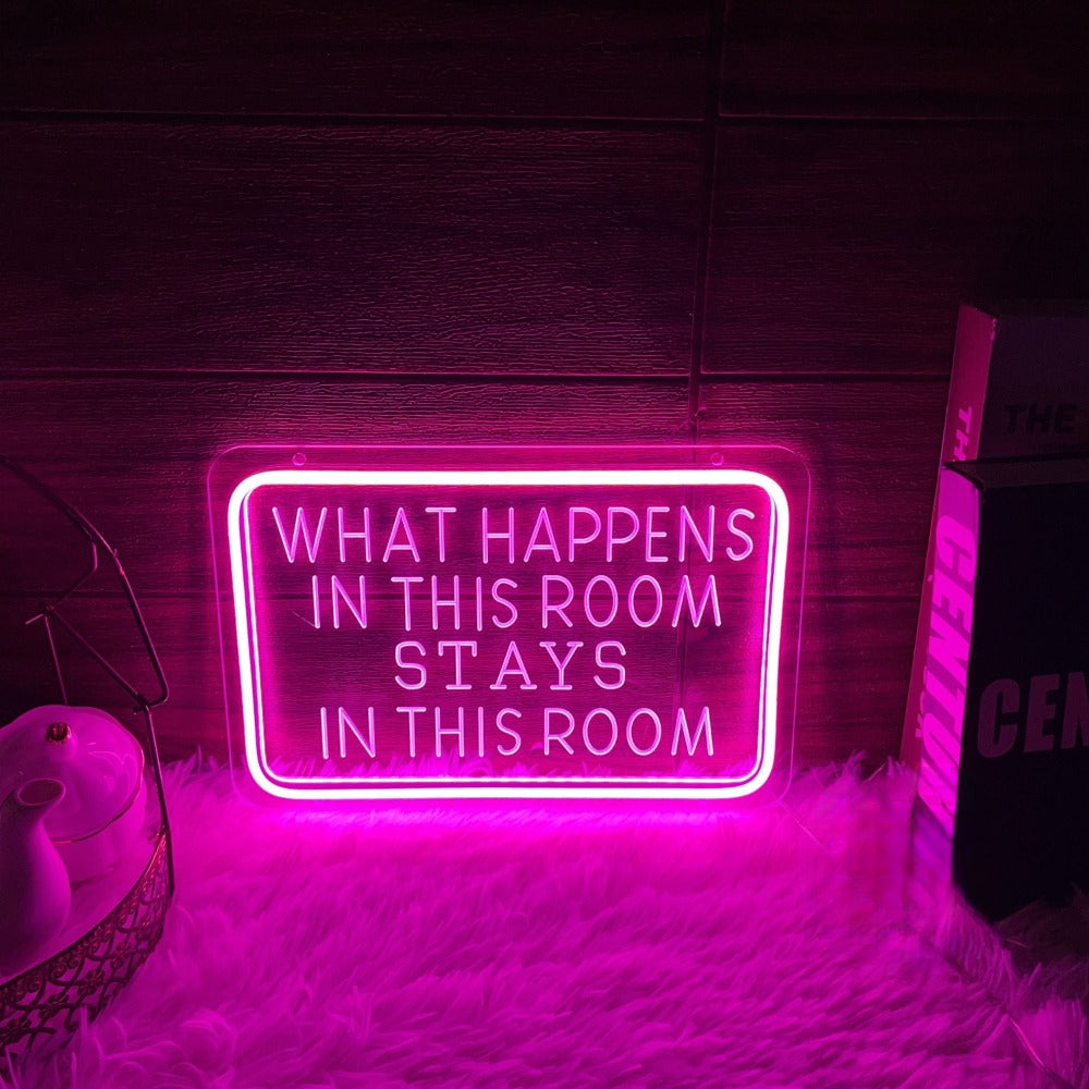 What Happens in This Room Stays in This Room Neon Sign Engrave Custom Led Lights for Bedroom Decoration Coffee Bar Wall Decor