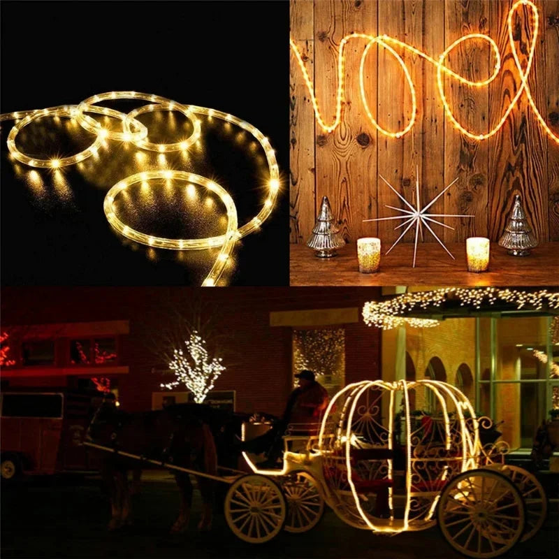 Outdoor Solar Lights Garland Rope String Lights 7-32M LED Garden Garland Waterproof Tube Lamp for Garden Christmas Decoration