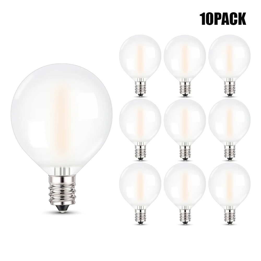 Vintage Globe Led Bulbs G40 Frosted Milky Glass 1W E12 Base 2700K Warm White Replacement Bulbs For String Light Party Decoration
