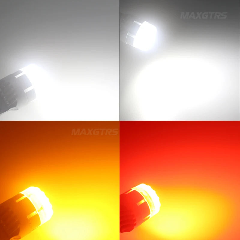2x T20 7443 W21/5W 580 1157 BAY15D 3020 Car LED Reverse Lamp Tail Brake Stop Bulb Auto Turn Signal Light White Red Yellow