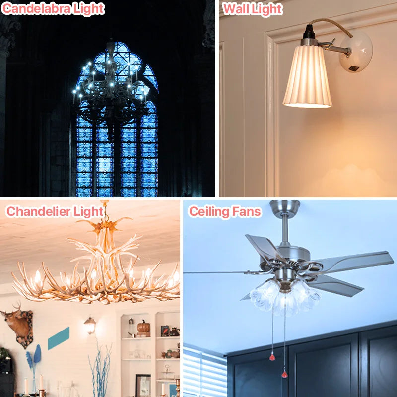 6 Pack E14 Candle Bulb 220V Warm White 3000K Cool White 6500K 5W 545lm 160°Beam Angle C37 Screw Light Bulbs