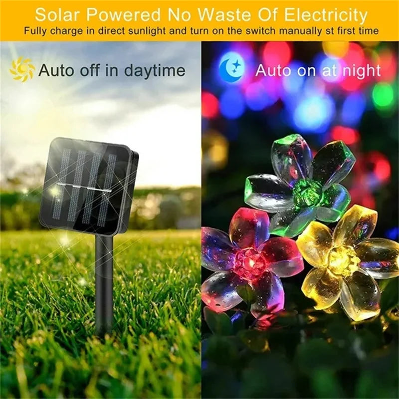 200/100/50/30/20LED Outdoor Courtyard Solar Fairy Lights Cherry Blossoms Solar String Lights Christmas Decorative Lighting Lamp