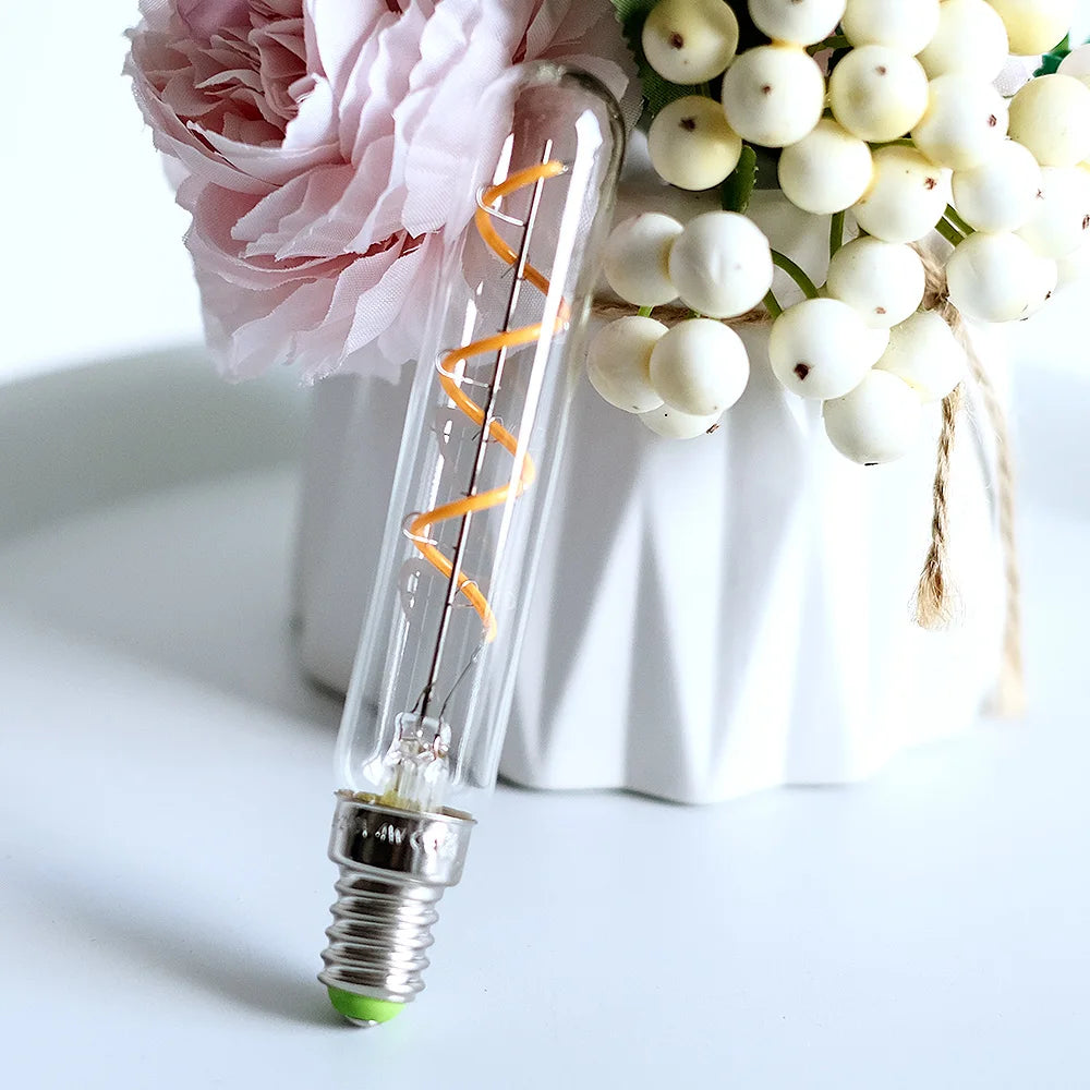 TIANFAN 2pc/Pack Led Bulb Vintage Light Bulb T20 Tubular 4W E14 Small Base Non Dimmable 220/240v E27 2700k Warm White