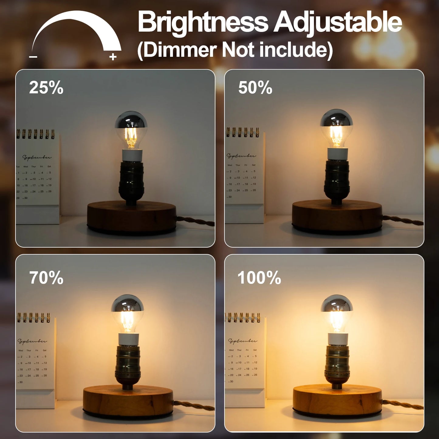 Vintage E14 Led Bulb Silver Mirror G45 4W Filament Light Bulb E27 Dimmable Replaceable Warm White Indoor Lights Decoration Home