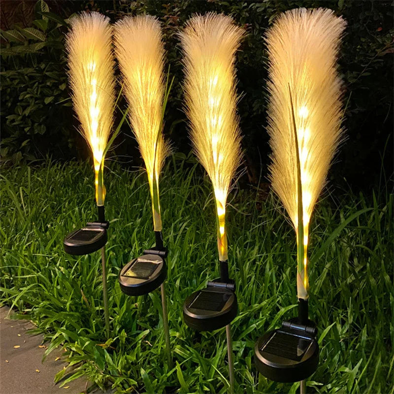 LED Solar Garden Lights Luminous Reed Solar Lights Outdoor Decorative Solar Powered Lamp Christmas Lights for Yard Lawn Garden
