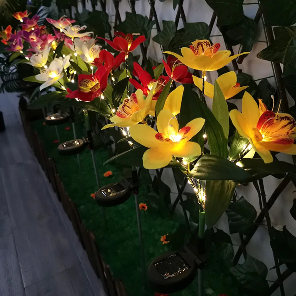 7 Heads Solar Lights Outdoor Decorative Solar Garden Lights Rose Flower Lawn Lamp for Yard Patio Garden Decor Flowers