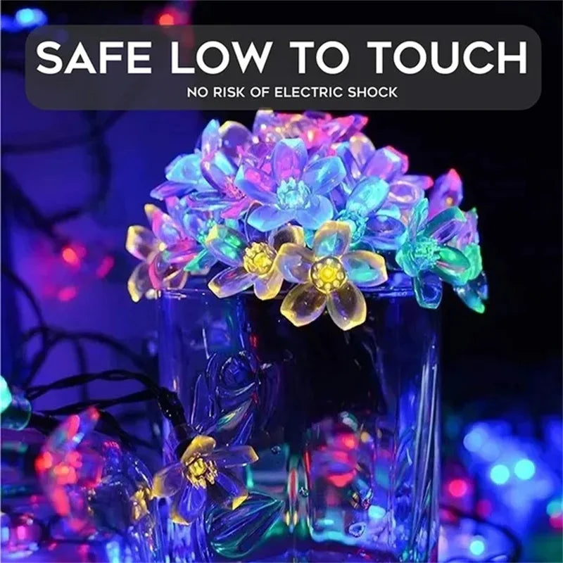 200/100/50/30/20LED Outdoor Courtyard Solar Fairy Lights Cherry Blossoms Solar String Lights Christmas Decorative Lighting Lamp