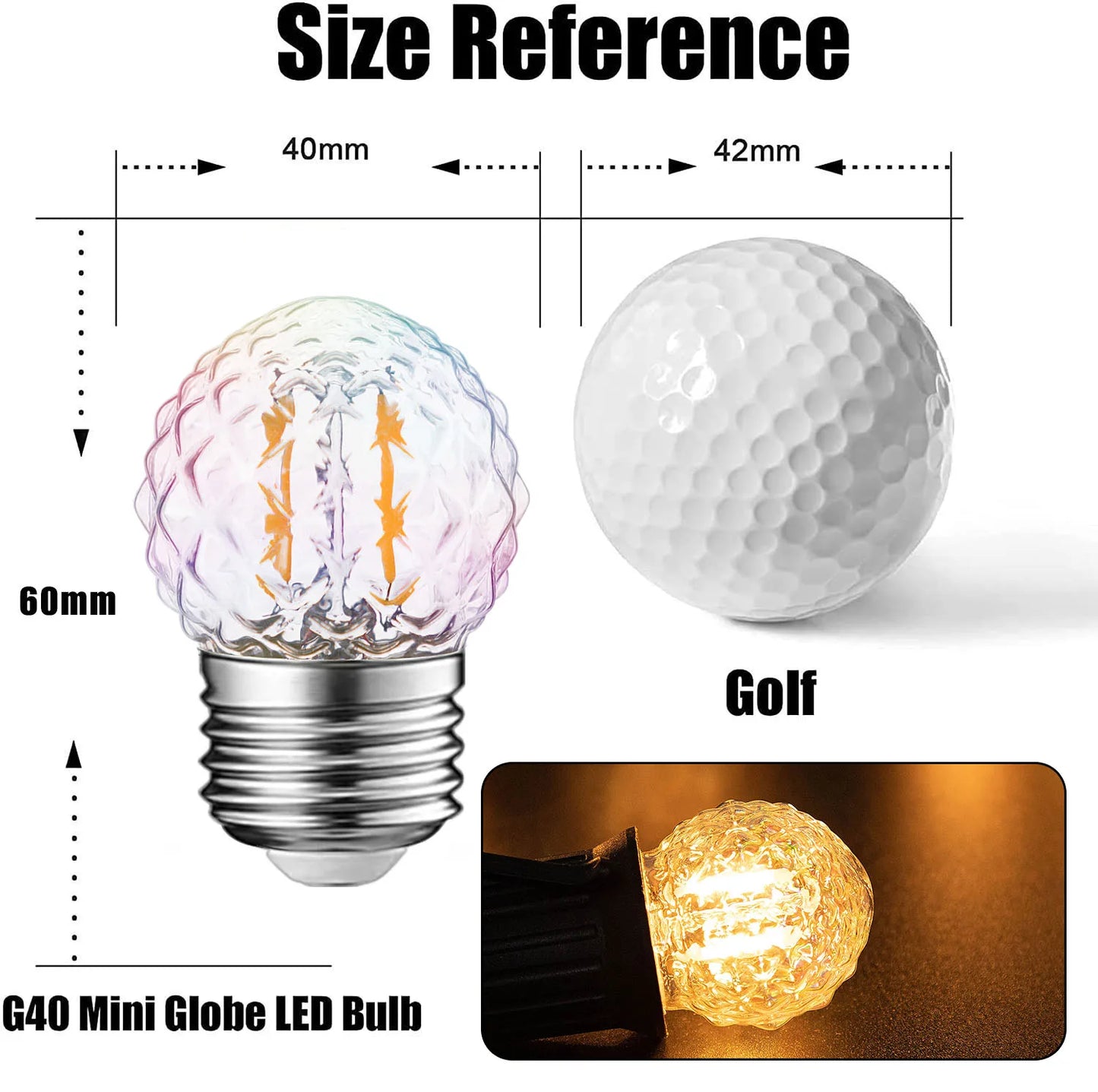 6Pcs Vintage G40 Decorative LED Light Bulb E27 1W 220V Pineapple Colorful LED Filament Bulb for Street Garland Light Outdoor