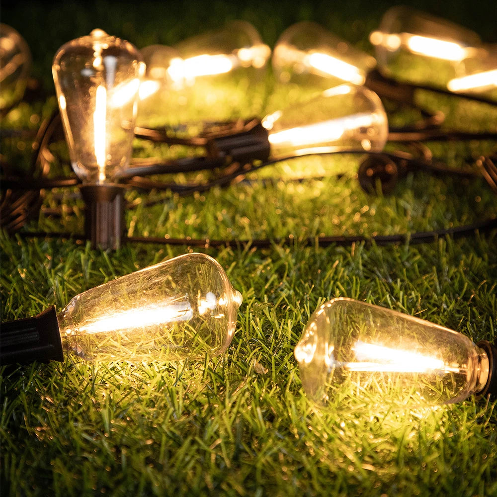 ST38 Led String Lights Outdoor Connectable Plastic Shatterproof IP65 Waterproof LED Bulb Outdoor Garden Garland String Lights