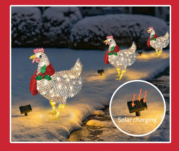Courtyard Christmas Led Night Lights Solar Light Outside Garden Decoration Ornaments Chicken Hen Glowing Pastoral Chickens Lamps