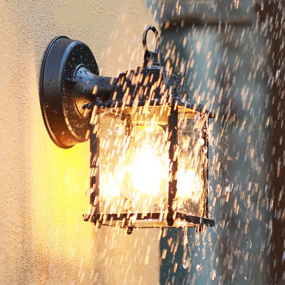 European Style Retro Outdoor Wall Light Sconce Lamp Waterproof Garden Decoration Outdoor Vintage Porch Lamp Black