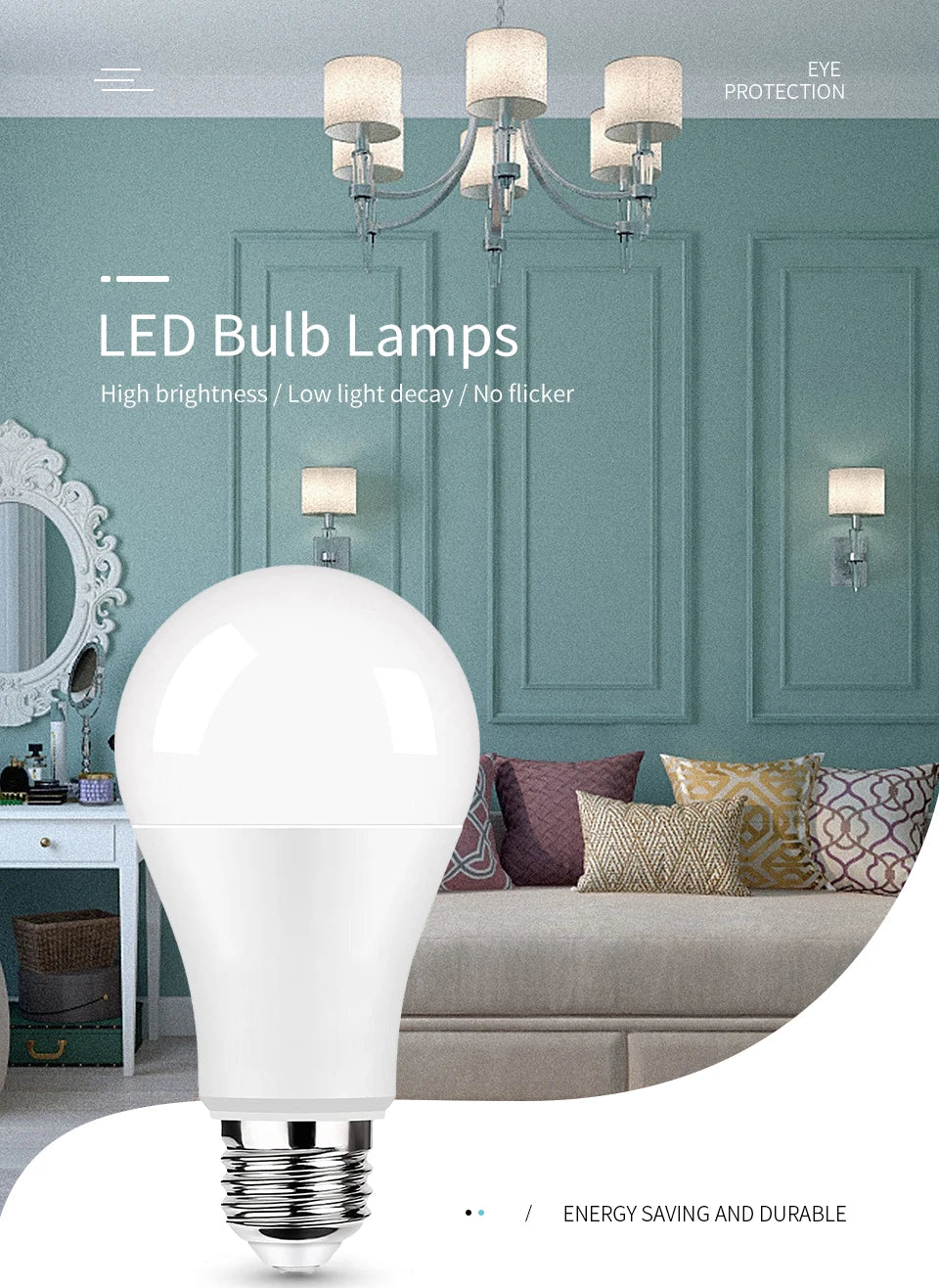 8Pcs/Lot Ampoule LED Bulb E27 E14 3W 5W 7W 9W 12W 15W 18W Smart IC LED lamp Light Cold White White Lampada Bombilla Lamp