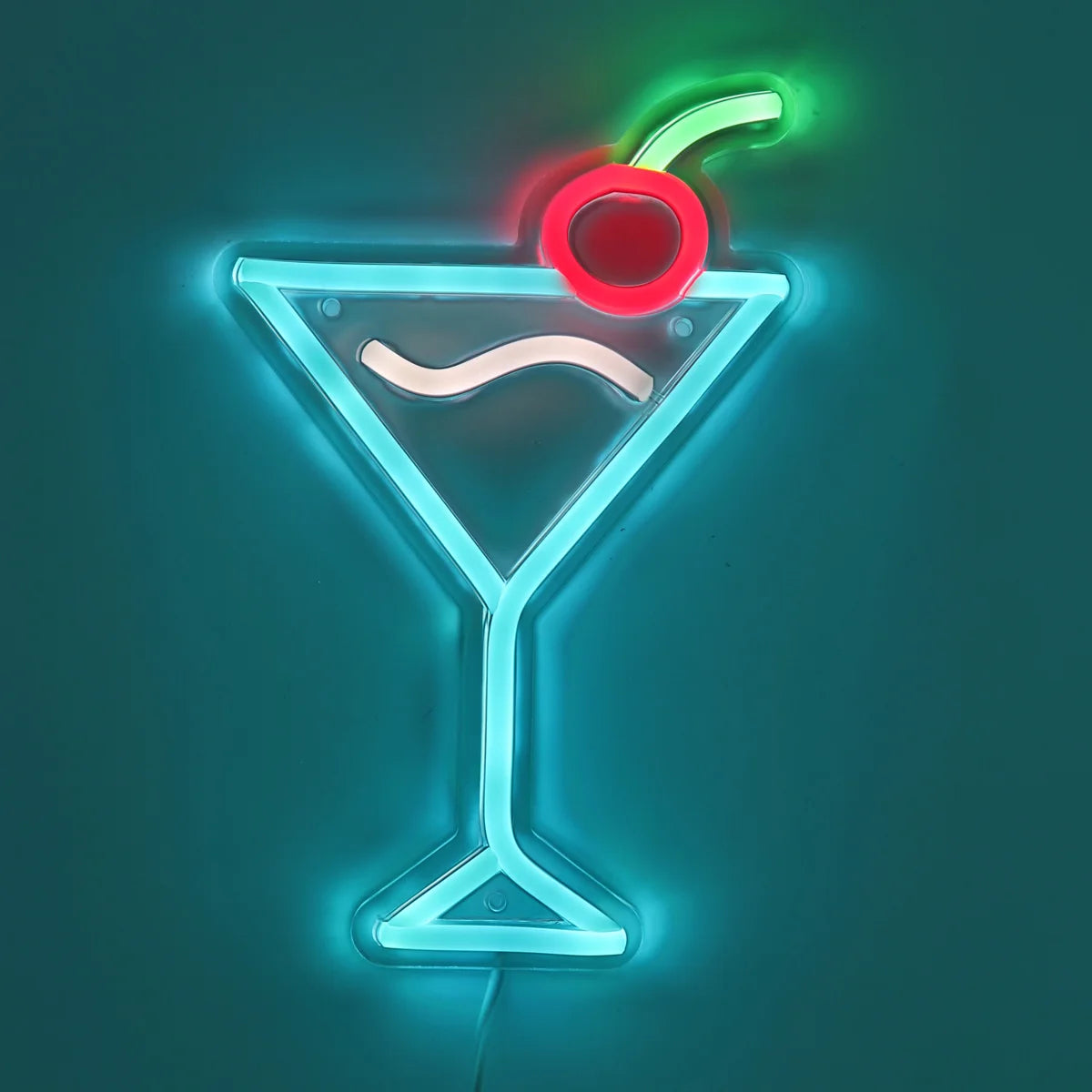 1PC Ice Blue Cocktails With Cherry Creative USB Powered LED Wall Neon Sign For Pub Club Party Event Decoration 6.42''*9.88''