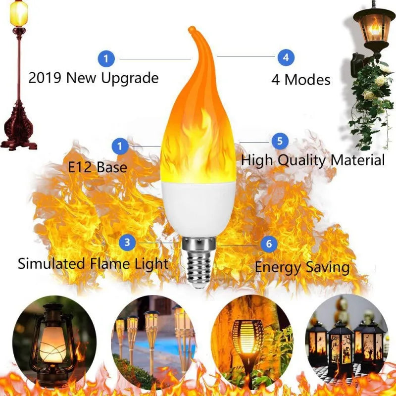 The latest E27 LED flame bulb Fire E14 Corn bulb Flicker LED light Dynamic flame effect 3W 5W 9W 85V-265V for home lighting