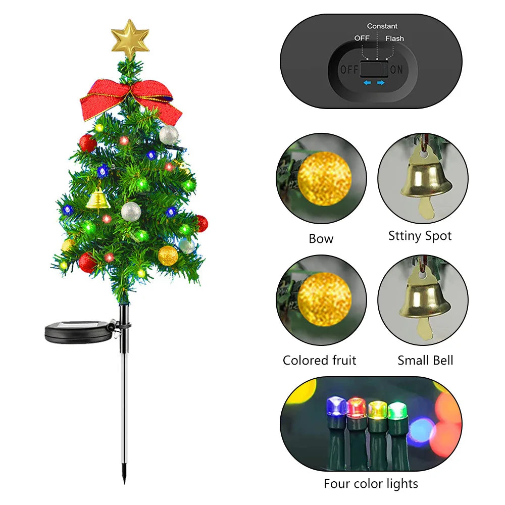 Solar Christmas Tree Decor Lights Outdoors Waterproof LED Lawn Garden Patio Porch Landscape Lamps Christmas Party Gifts