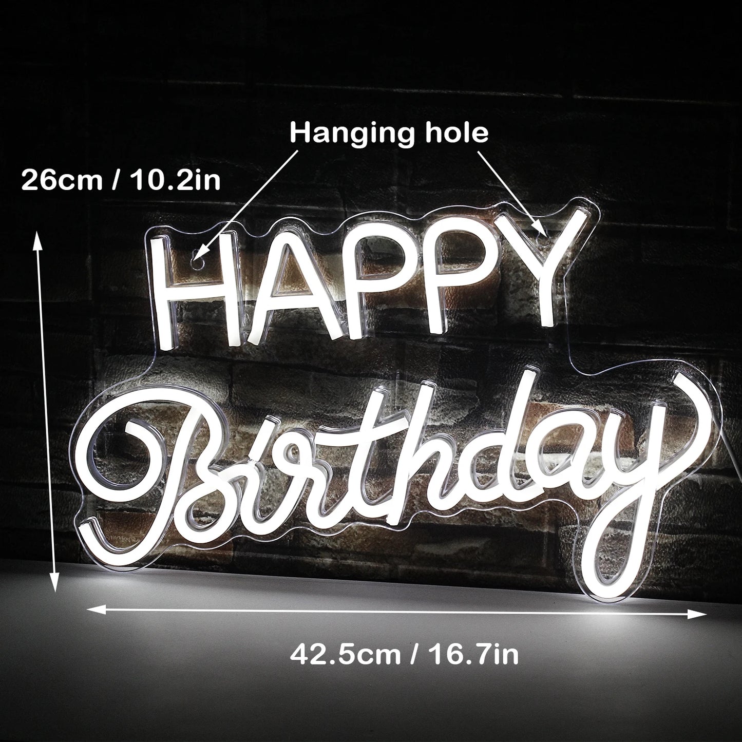Color Happy Birthday Neon Sign for Wall Decor LED Happy Birthday Light Up Sign for Birthday Party USB Neon Light Boys and Girls