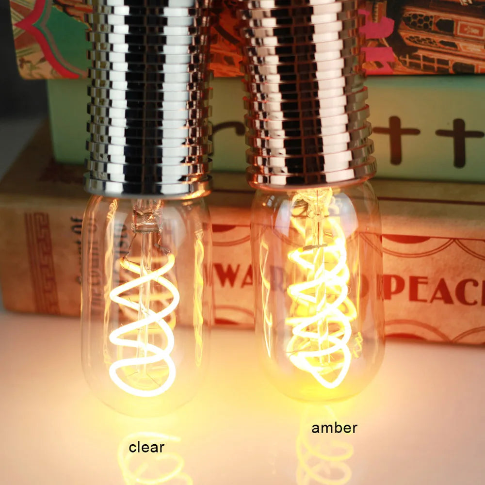 TIANFAN Vintage Led Bulb T45/T14 Edison Bulb 4W Dimmable 220V 110V E26 E27 Spiral Filament Decorative Light Bulb Yellow Warm