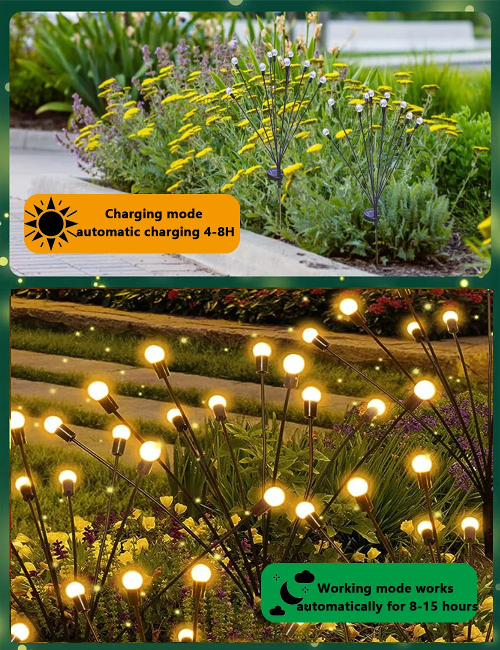 LED Solar Firefly Lights Outdoor Waterproof Solar Lawn Lamps Landscape Lights For Courtyard Garden DecorationChristmas Atmosphe